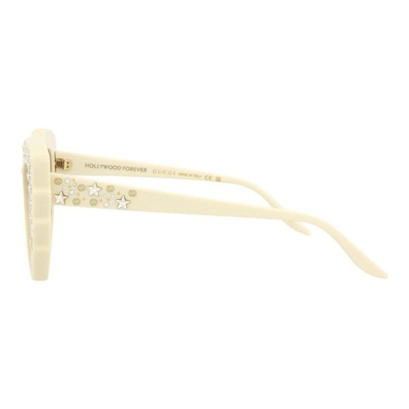 New Authentic Gucci Women’s Cat Eye Ivory Pearl Star Brown Designer Sunglasses - Picture 4 of 6
